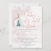 Invitation Baby shower d'hiver Fille bébé il fait froid à l'e (Devant)