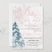 Invitation Baby shower d'hiver Fille bébé il fait froid à l'e (Devant)