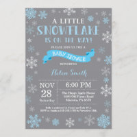 Baby shower d'hiver Flèche de neige bleu blanc et 