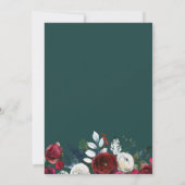 Invitation Baby shower d'hiver fleuri vert de pin de Bourgogn (Dos)