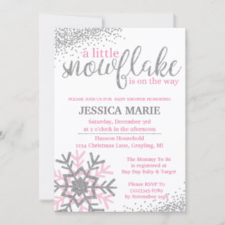 Invitation Baby shower d'hiver - Flocon de neige r