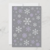 Invitation Baby shower d'hiver Flocon de neige violet blanc e (Dos)