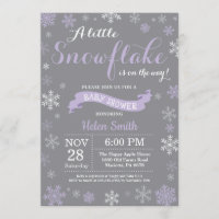 Baby shower d'hiver Flocon de neige violet blanc e