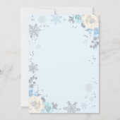 Invitation Baby shower d'hiver floral argent et bleu Snowflak (Dos)
