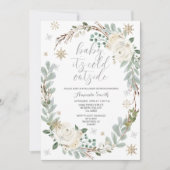Invitation Baby shower d'hiver Floral blanc (Devant)