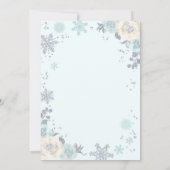 Invitation Baby shower d'hiver floral d'argent et de menthe (Dos)