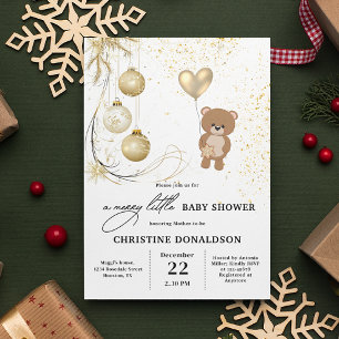 Invitation Baby shower d'hiver Gold Christmas