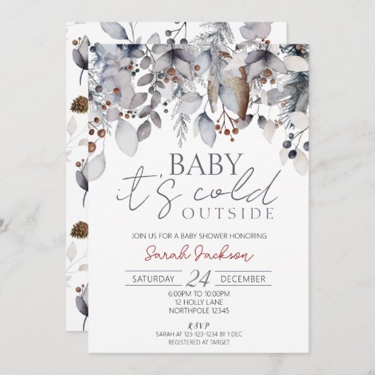 Invitation Baby shower d'hiver, il fait froid deho (Devant / Derrière)