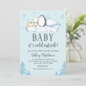 Invitation baby shower d'hiver invitation, animaux d'hiver (Debout devant)