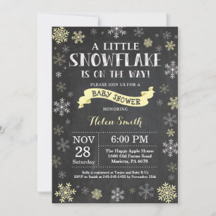 Invitation Baby shower d'hiver Jaune Chalkboard