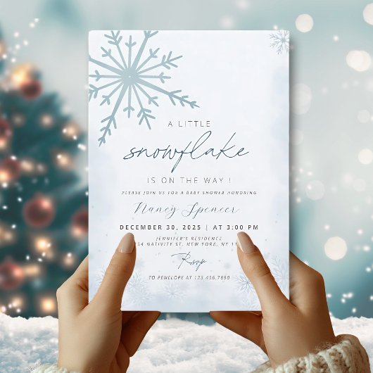 Invitation Baby shower d'hiver Little Snowflake
