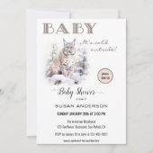 Invitation Baby shower d'hiver Lynx d'aquarelle (Devant)