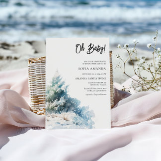 Invitation Baby shower d'hiver minimaliste aquarelle
