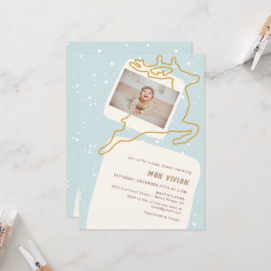 Invitation Baby shower d'hiver minimaliste neutre pour rennes