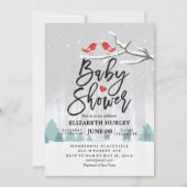 Invitation Baby shower D'Hiver Moderne Scène De Neige Oiseau (Devant)