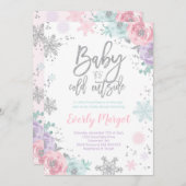 Invitation Baby shower d'hiver Parties scintillant (Devant / Derrière)
