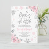 Invitation Baby shower d'hiver Parties scintillant (Debout devant)