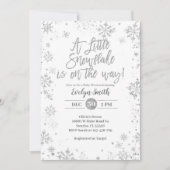 Invitation Baby shower d'hiver Parties scintillant d'argent (Devant)