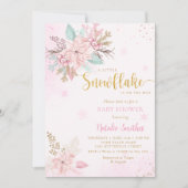 Invitation Baby shower d'hiver Parties scintillant rose et or (Devant)