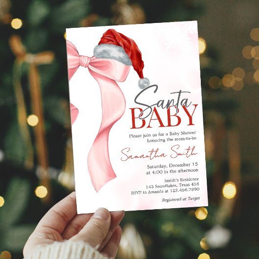 Invitation Baby shower d'hiver père Noël