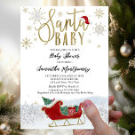 Invitation Baby shower d'hiver père Noël Baby Christmas<br><div class="desc">Calligraphie adorable avec des flocons de neige,  invitation à la douche pour bébé sur le thème de l'hiver. Facile à personnaliser avec vos détails. Vérifiez la collection pour rechercher les éléments correspondants comme cartes de boîtier.</div>