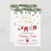 Invitation Baby shower d'hiver père Noël Baby Gold Snowflake (Devant / Derrière)