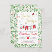 Invitation Baby shower d'hiver père Noël Baby Gold Snowflakes (Devant / Derrière)