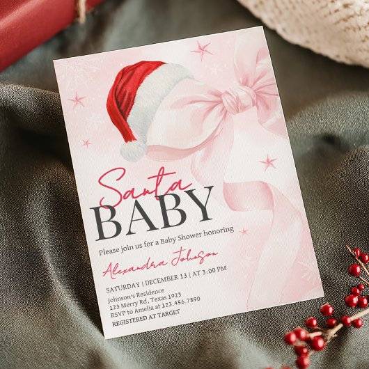 Invitation Baby shower d'hiver Pink Bow