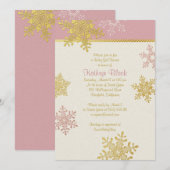 Invitation Baby shower d'hiver Pink Gold Ivy Snowflake (Devant / Derrière)