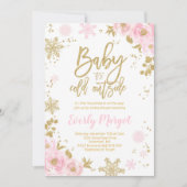 Invitation Baby shower d'hiver Pink Gold Snowflake (Devant)