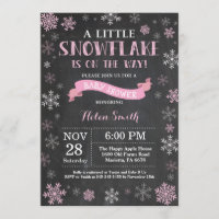 Baby shower d'hiver Pink Snowflake Chalkboard