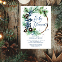 Baby shower d'hiver pins enneigés wreath bleu pous