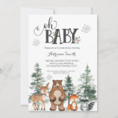 Invitation Baby shower d'hiver pour bébé bois (Devant)