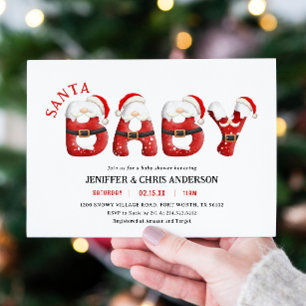 Invitation Baby shower d'hiver pour bébé Père Noël