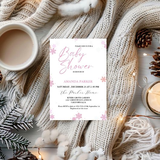 Invitation Baby shower d'hiver pour bébé Snowflake
