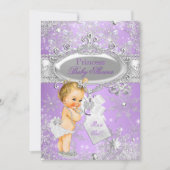 Invitation Baby shower d'hiver Princesse violette Blonde (Devant)