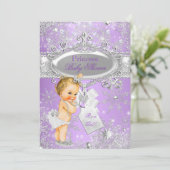 Invitation Baby shower d'hiver Princesse violette Blonde (Debout devant)