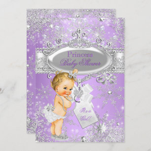 Invitation Baby shower d'hiver Princesse violette Blonde