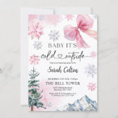 Invitation Baby shower d'hiver rose (Devant)