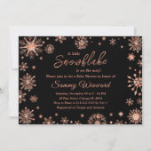 Invitation Baby shower d'hiver rose Gold Snowflakes (Devant)