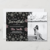 Invitation Baby shower d'hiver rose noir (Devant)