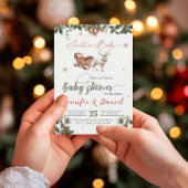 Invitation Baby shower d'hiver rouge vert de Noël père Noël B