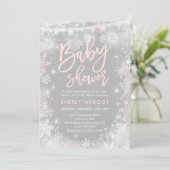 Invitation Baby shower d'hiver Rustique Douche d'h (Debout devant)