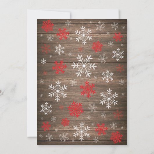Invitation Baby shower d'hiver rustique Flocon blanc rouge (Dos)