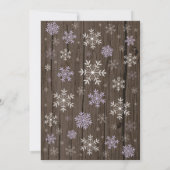 Invitation Baby shower d'hiver rustique Flocon de neige viole (Dos)