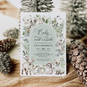 Invitation Baby shower d'hiver Sage Green Arctic Animaux