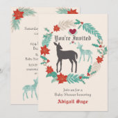 Invitation Baby shower d'hiver Silhouette Deer Folk Art (Devant / Derrière)