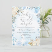 Invitation Baby shower d'hiver Silver Genre Neutre (Debout devant)