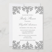 Invitation Baby shower d'hiver Silver Snowflake (Devant)