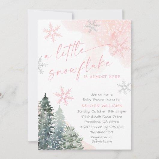 Invitation Baby shower d'hiver Snowflake (Devant)
